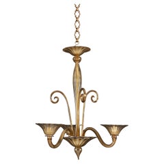 A Light Green Murano Glass Three Arm Chandelier