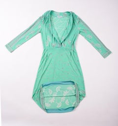 A light green printed silk jersey dress by Emilio Pucci - Italy Circa 1980