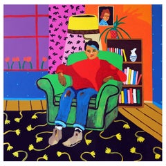 „A Lightbulb Moment“, Porträtgemälde von Alan Fears, Pop Art