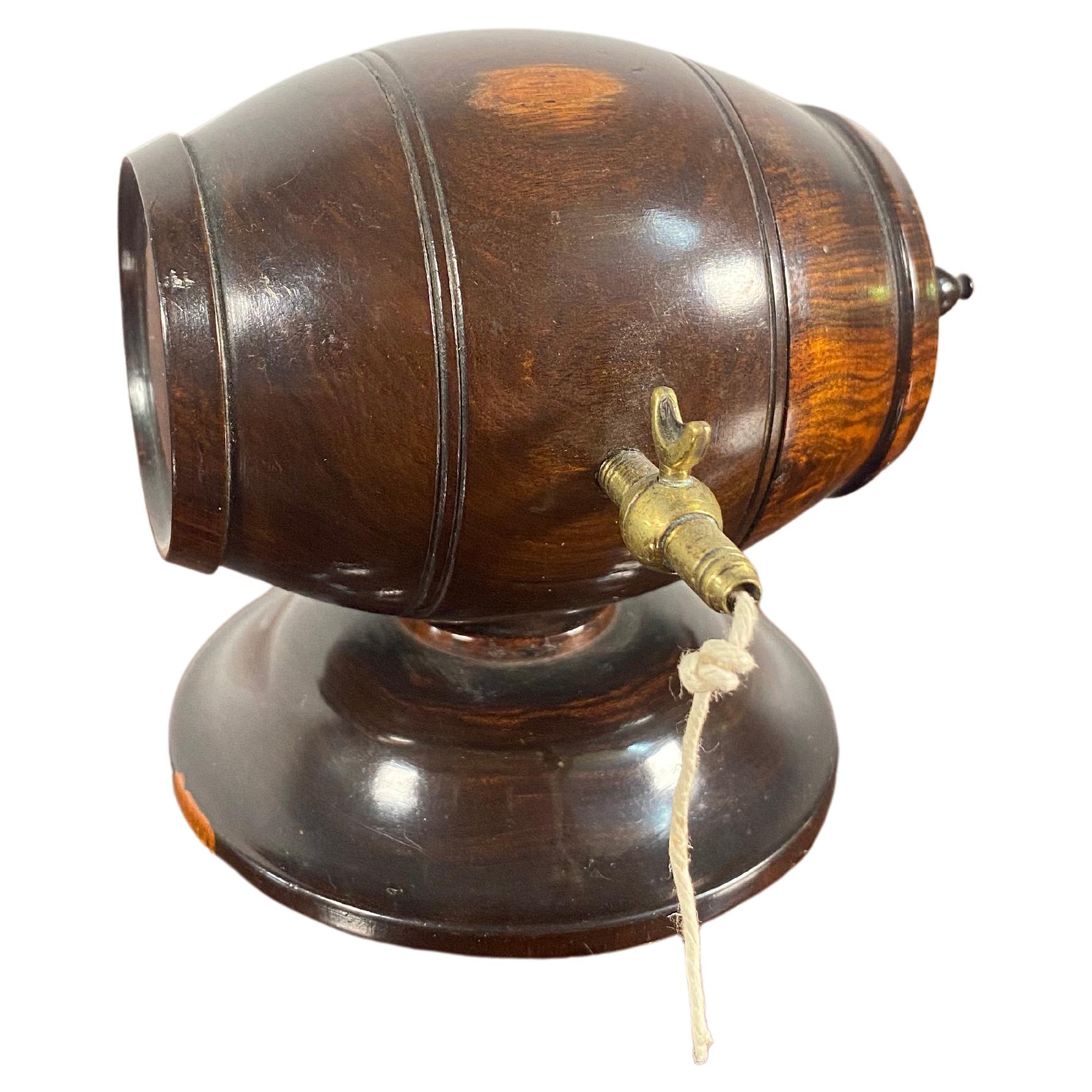 Lignum Vitae Barrel Form String Box Mid 19th Century