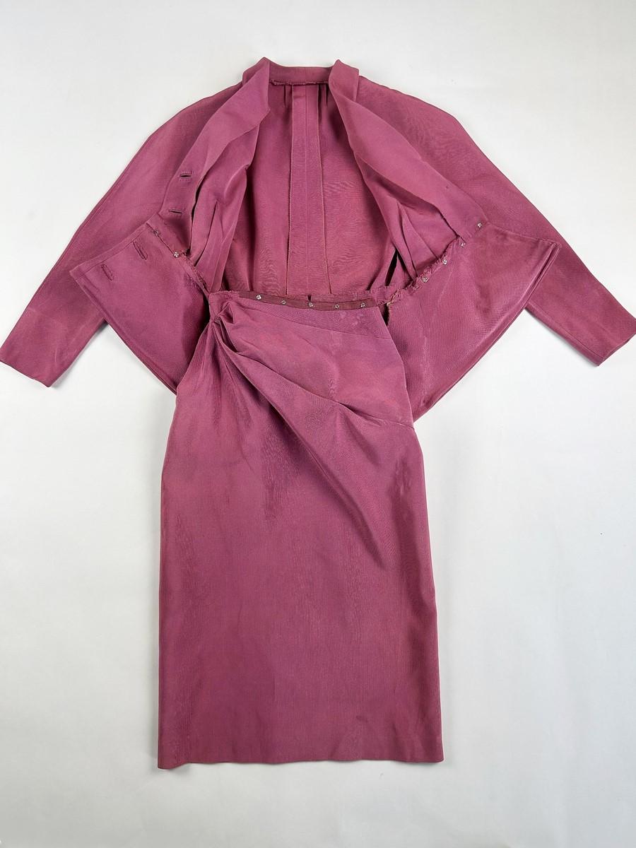 A lilac silk Demi Couture Dress by Jacques Griffe - Paris Circa 1951 For Sale 5