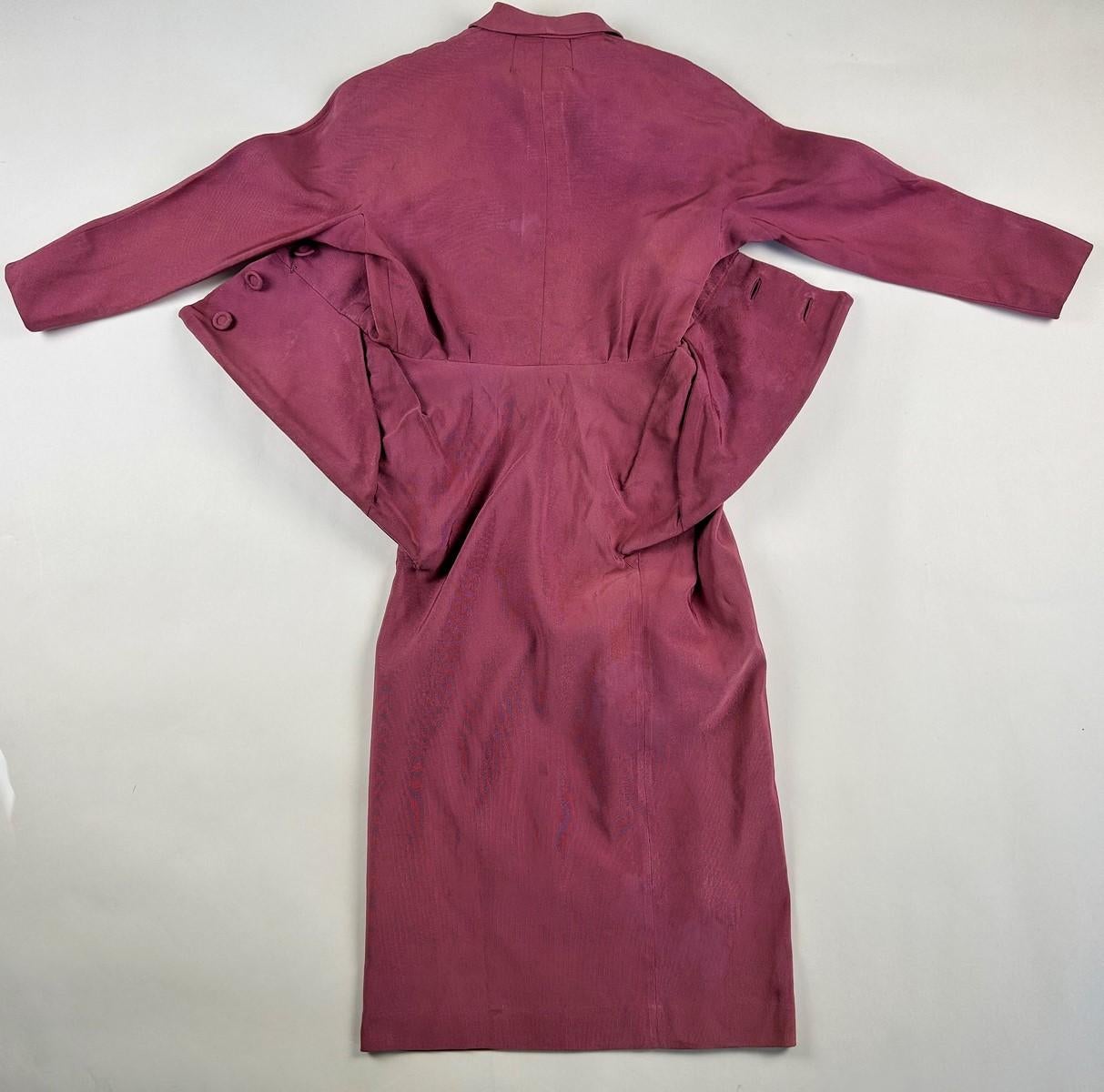 A lilac silk Demi Couture Dress by Jacques Griffe - Paris Circa 1951 For Sale 9