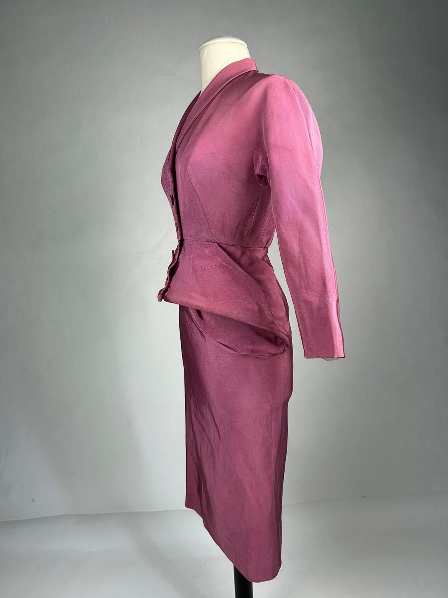 Women's A lilac silk Demi Couture Dress by Jacques Griffe - Paris Circa 1951 For Sale