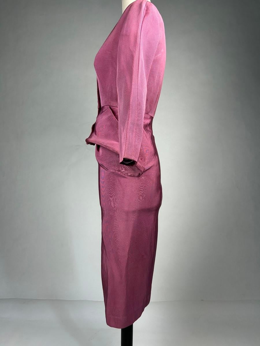 A lilac silk Demi Couture Dress by Jacques Griffe - Paris Circa 1951 For Sale 1
