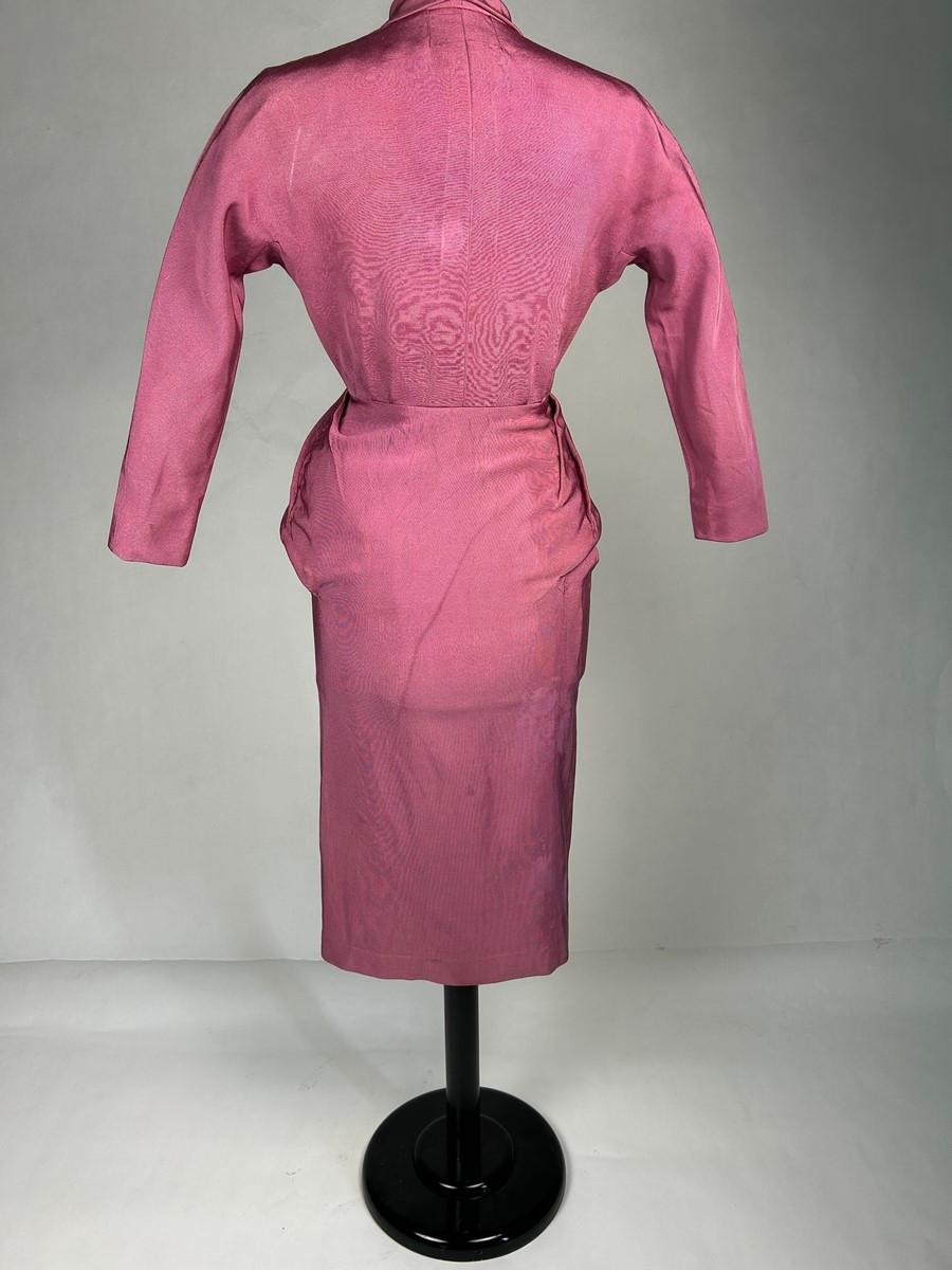 A lilac silk Demi Couture Dress by Jacques Griffe - Paris Circa 1951 For Sale 3
