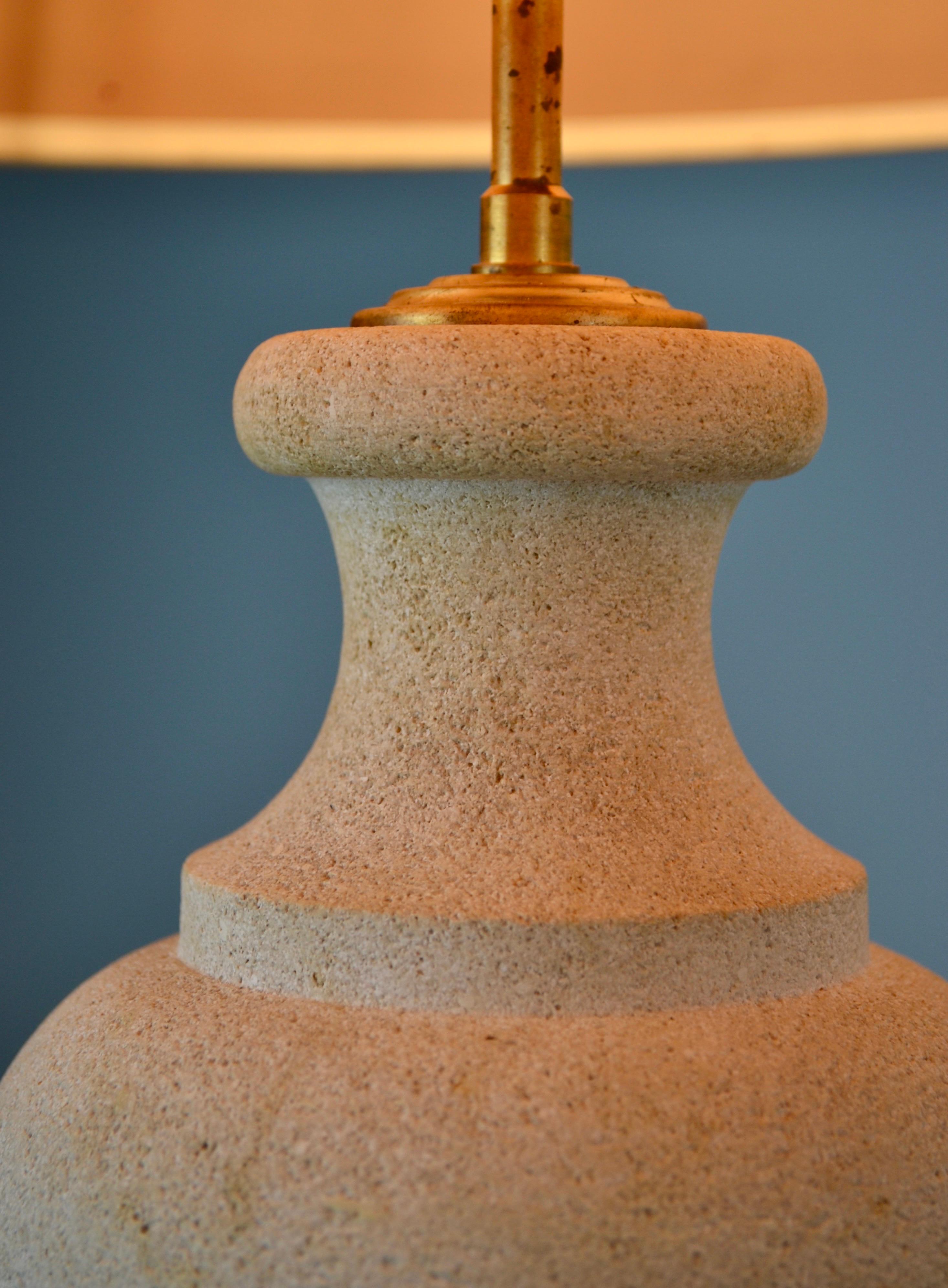 Late 20th Century A limestone table lamp by Albert Tormos, France, 1970s.