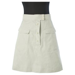 A-line beige cotton skirt  Saint Laurent Rive Gauche 