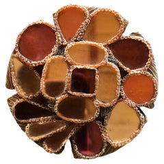 A Line Vautrin Flower Brooch, Mid-Century coloured mirrored glass and Talossel