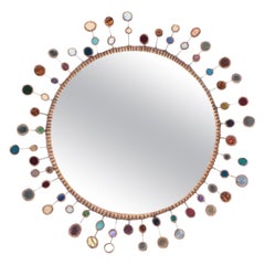 A Line Vautrin style multi-colored glass mirror. One of a pair. Contemporary