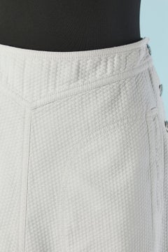 A-Line white cotton "Piqué" skirt with adjustable waist Courrèges