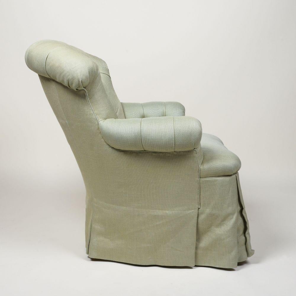 Victorian Linen-Upholstered Armchair