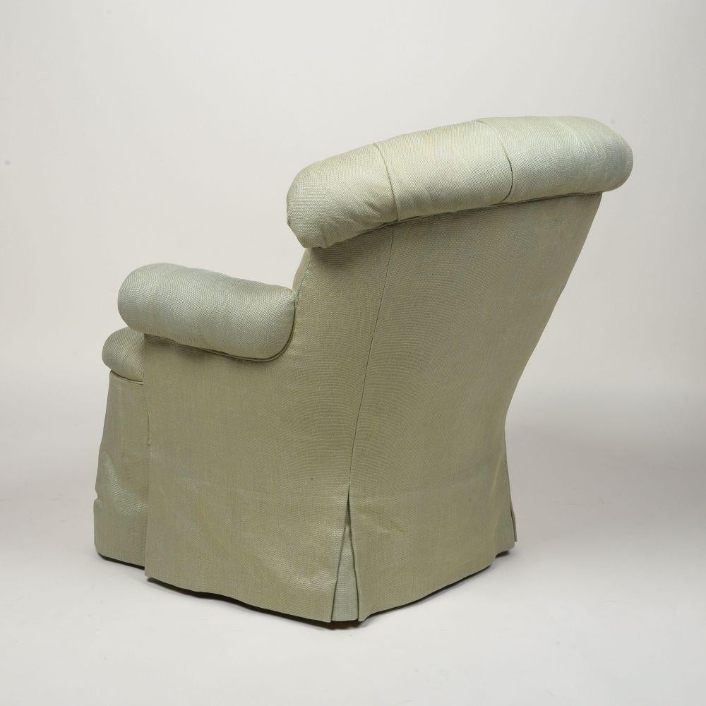 Contemporary Linen-Upholstered Armchair