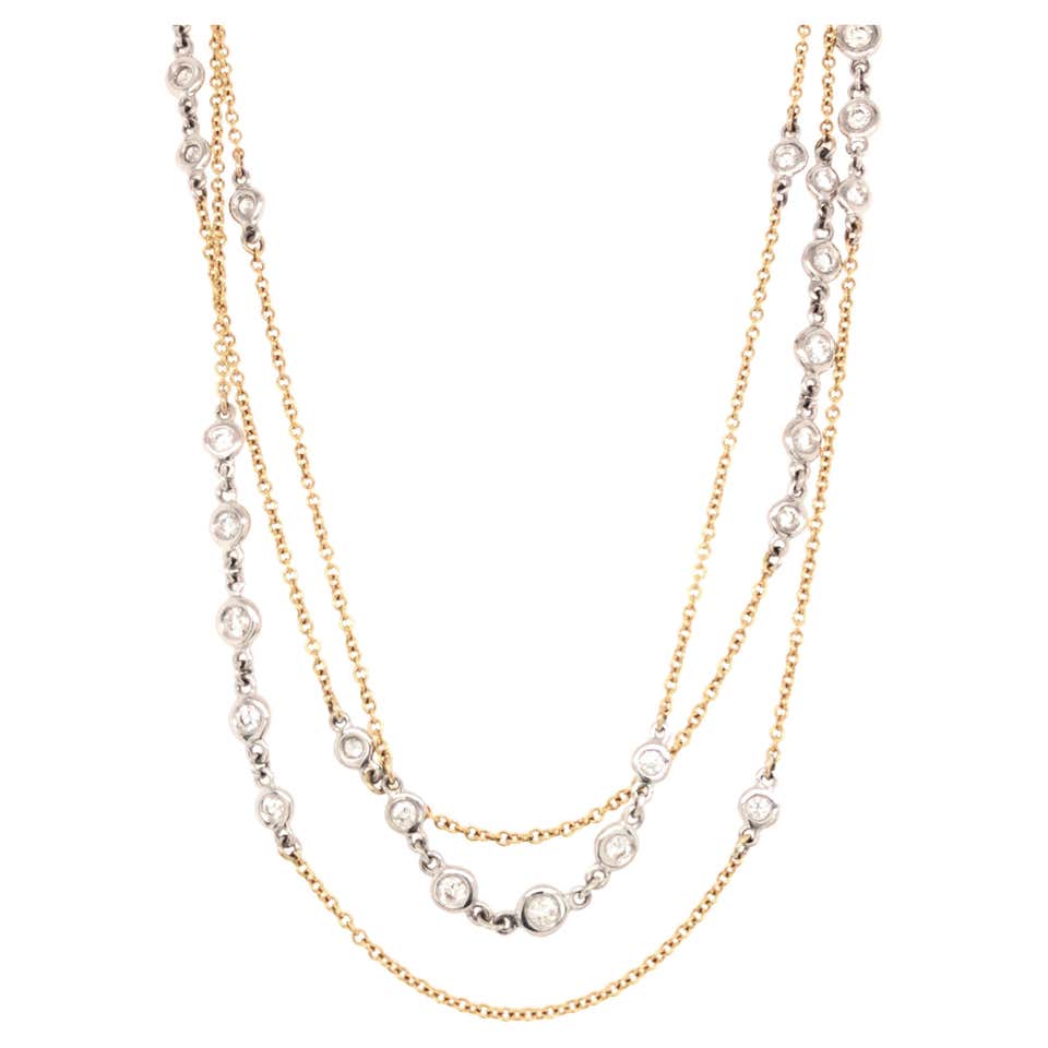 Stambolian White Gold Three-Link Handmade Chain Necklace with Diamond ...