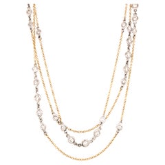 Link Bezel Diamonds by the Yard Necklace 18k White & Yellow Gold