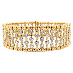 Collection A Link Bracelet manchette de style étrusque en perles serties sur le chaton et diamants 1,39 carat