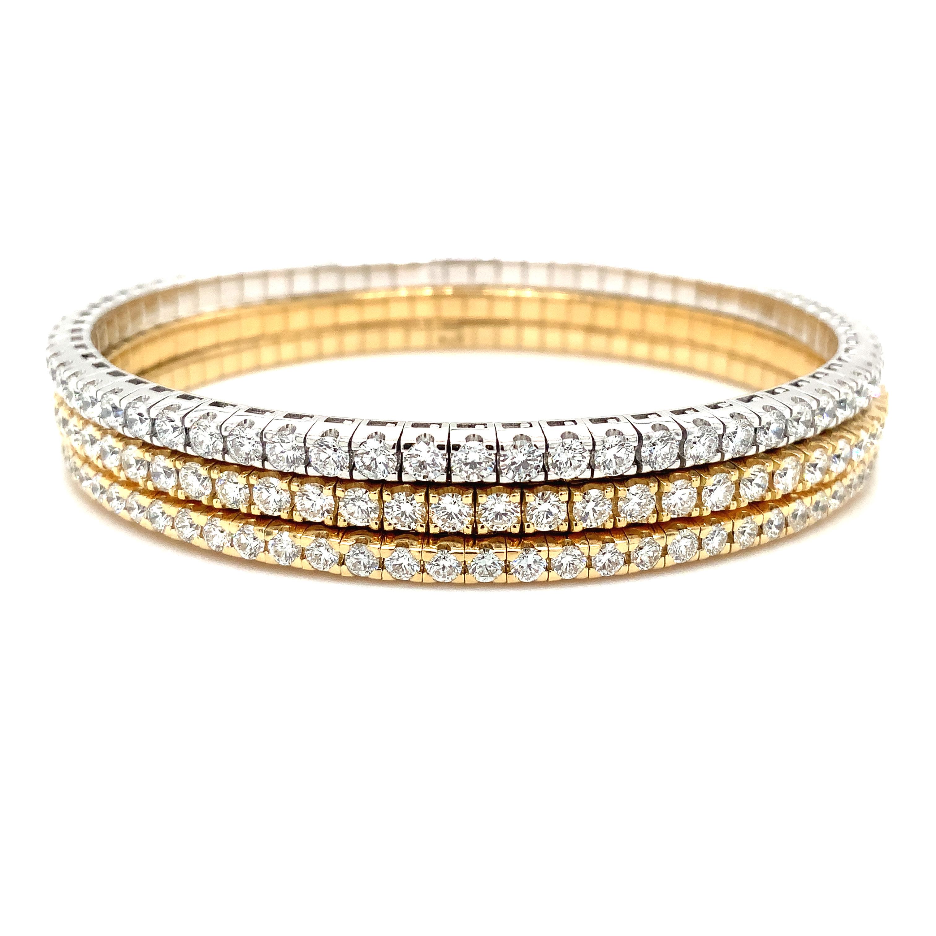 Brilliant Cut A Link Collection Classic Stretchy Diamond Bracelet 2.61ct Set in 18k Gold For Sale