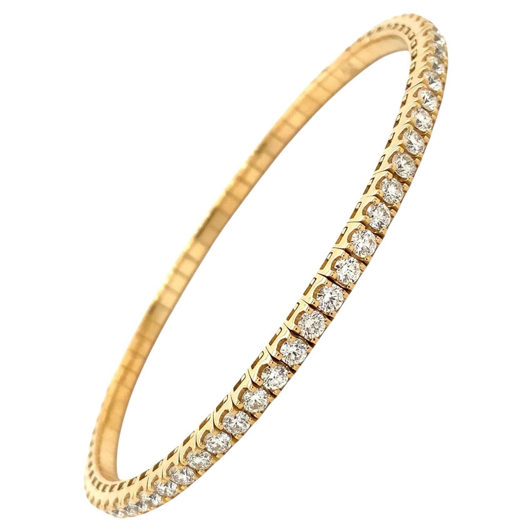 A Link Collection Classic Stretchy Diamond Bracelet 3.44ct Set in 18K Gold For Sale