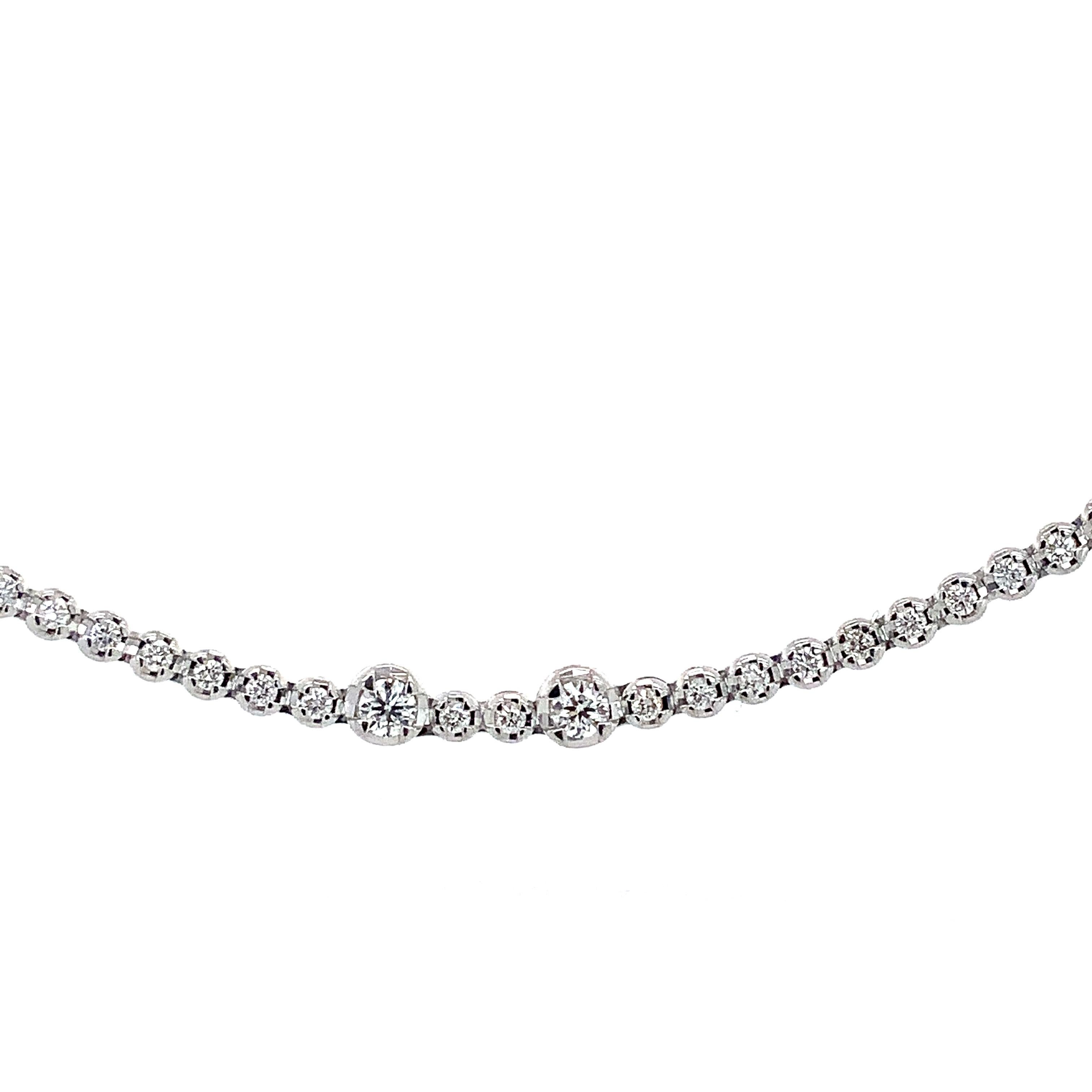 Gliederkette Opernlänge Diamantkette Halskette 3,66 Karat. Tw Satz in 18k (Brillantschliff) im Angebot