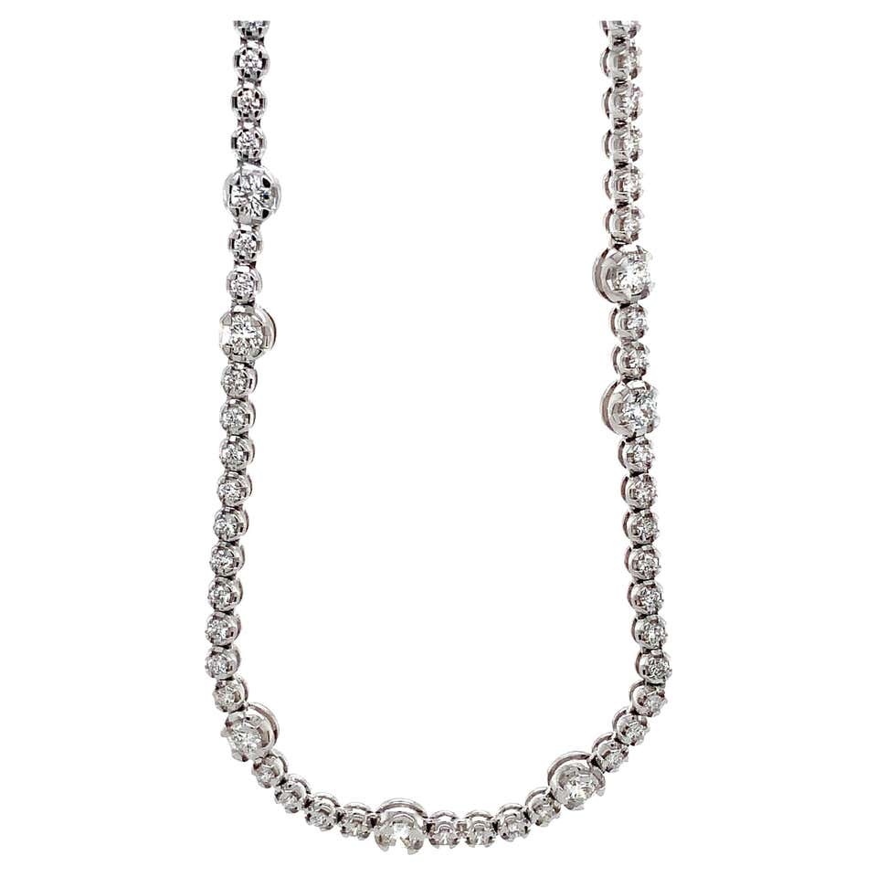 23.10 Carat 14 Karat Gold Multi Strand Diamond Necklace For Sale at ...