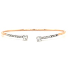 A Link Diamond Flexible Manschette Brillantschliff Diamanten 0,48 ctw 18K Weiß und Rose