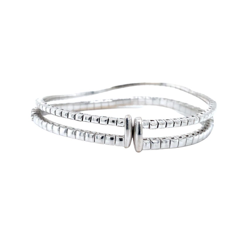 Link Double Row Wave Diamond 4.47 Cts. Tw. Flexible Cuff Bracelet Set