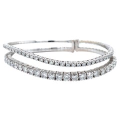 Link Double Row Wave Diamond 4.47 Cts. Tw. Flexible Cuff Bracelet Set in 18K