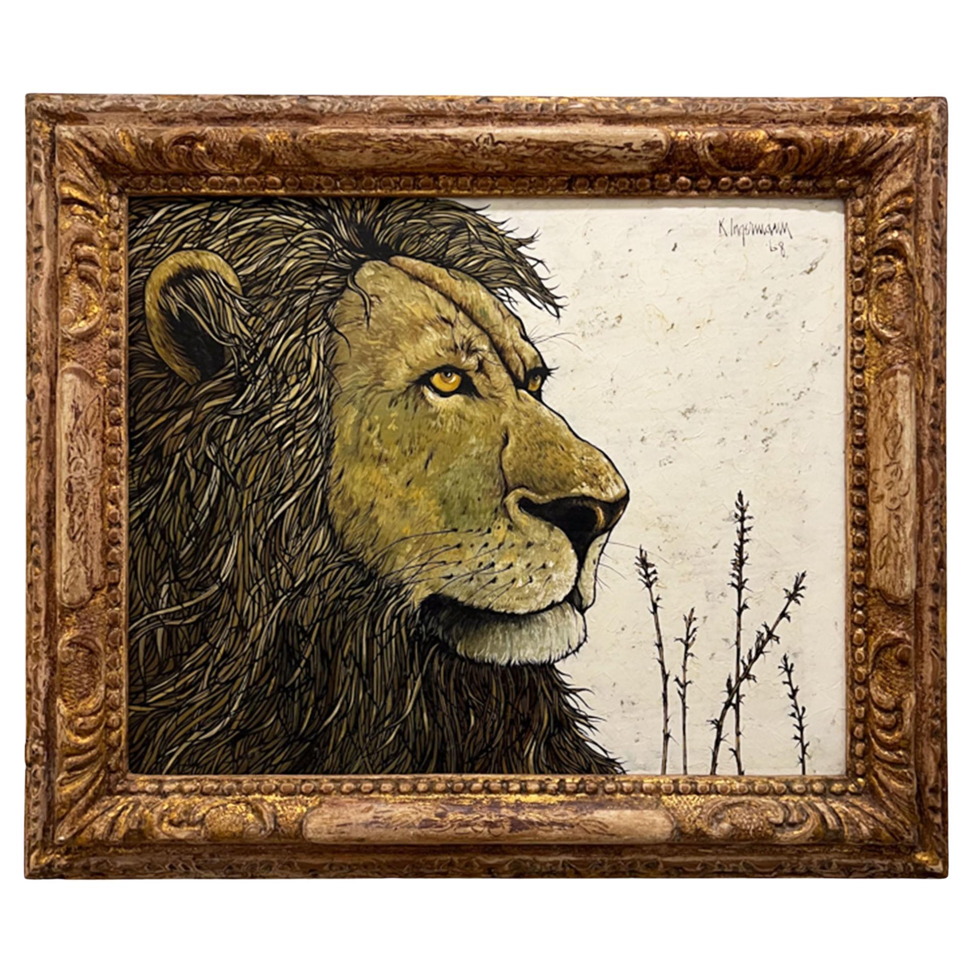 'A Lion's Head' 1968 Oil on Board, K Ingerman 1929 - 2012