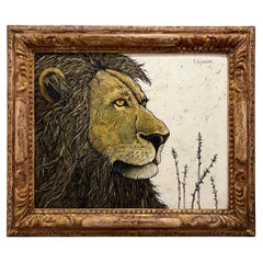Retro 'A Lion's Head' 1968 Oil on Board, K Ingerman 1929 - 2012