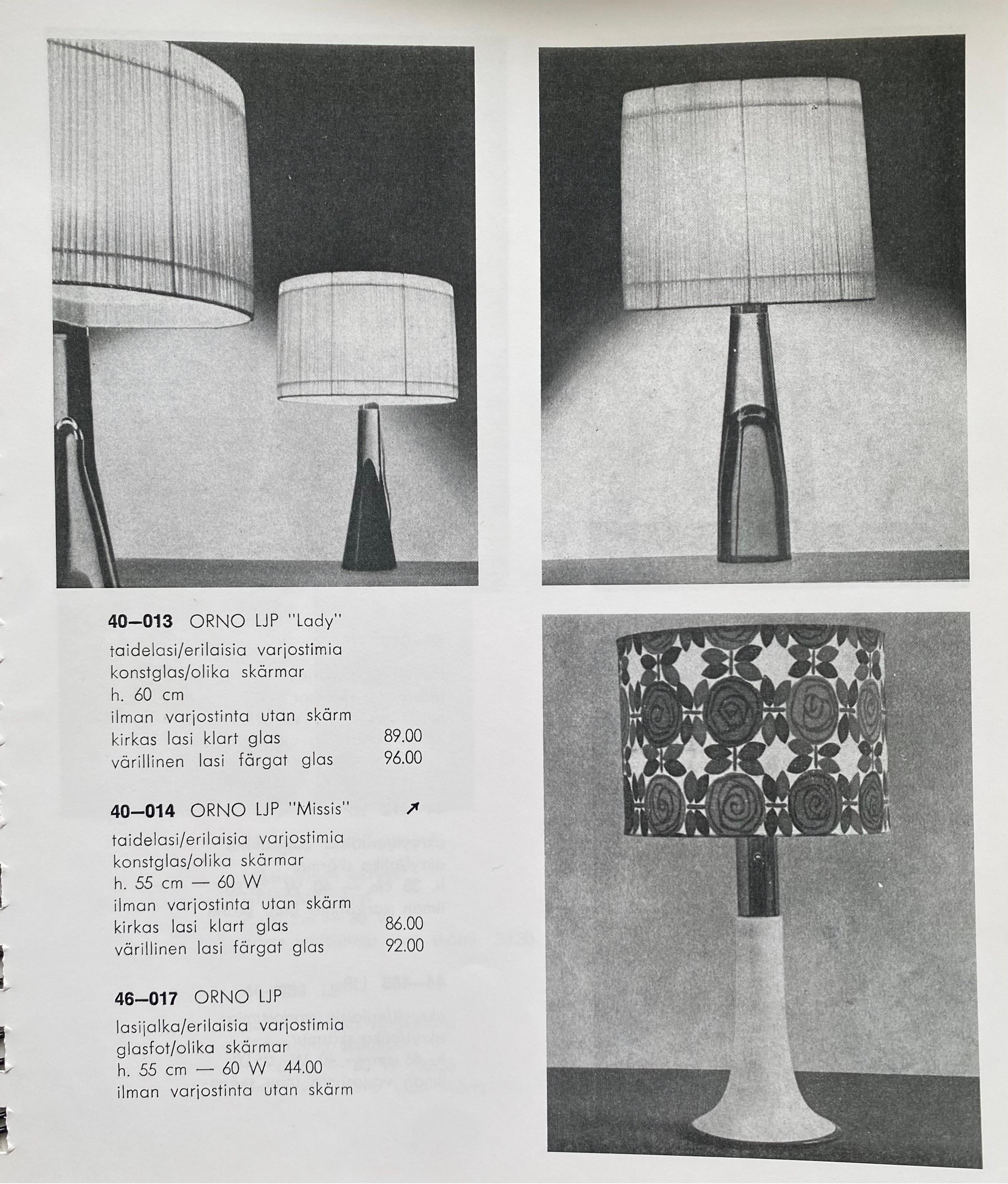 Lisa Johansson-Pape Blue Art Glass Table Lamp 
