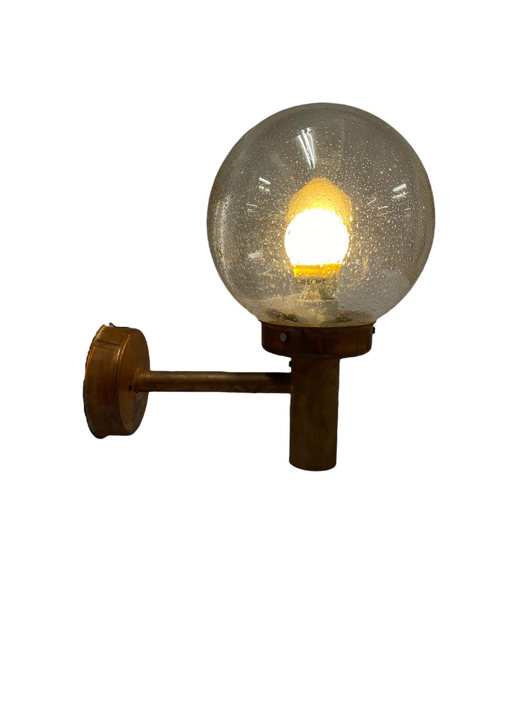 Scandinavian Modern Lisa Johansson-Papé Outdoor Wall Lamp 140-015 , in Copper and Glass, Orno 1950s For Sale