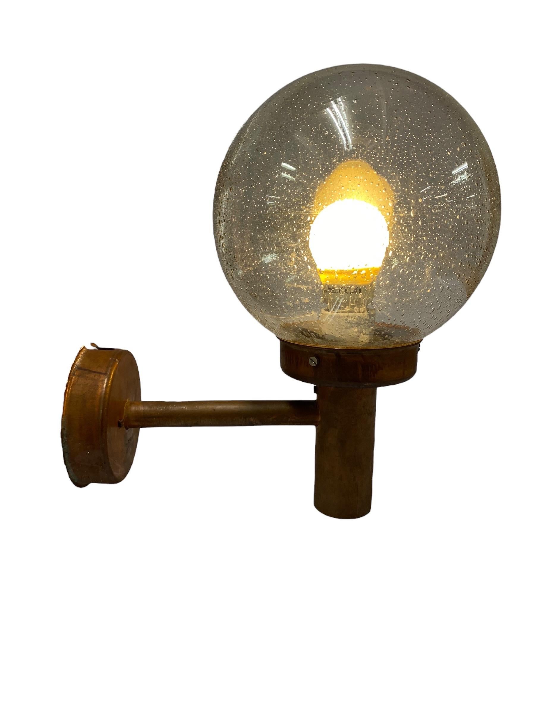 Finnish Lisa Johansson-Papé Outdoor Wall Lamp 140-015 , in Copper and Glass, Orno 1950s For Sale