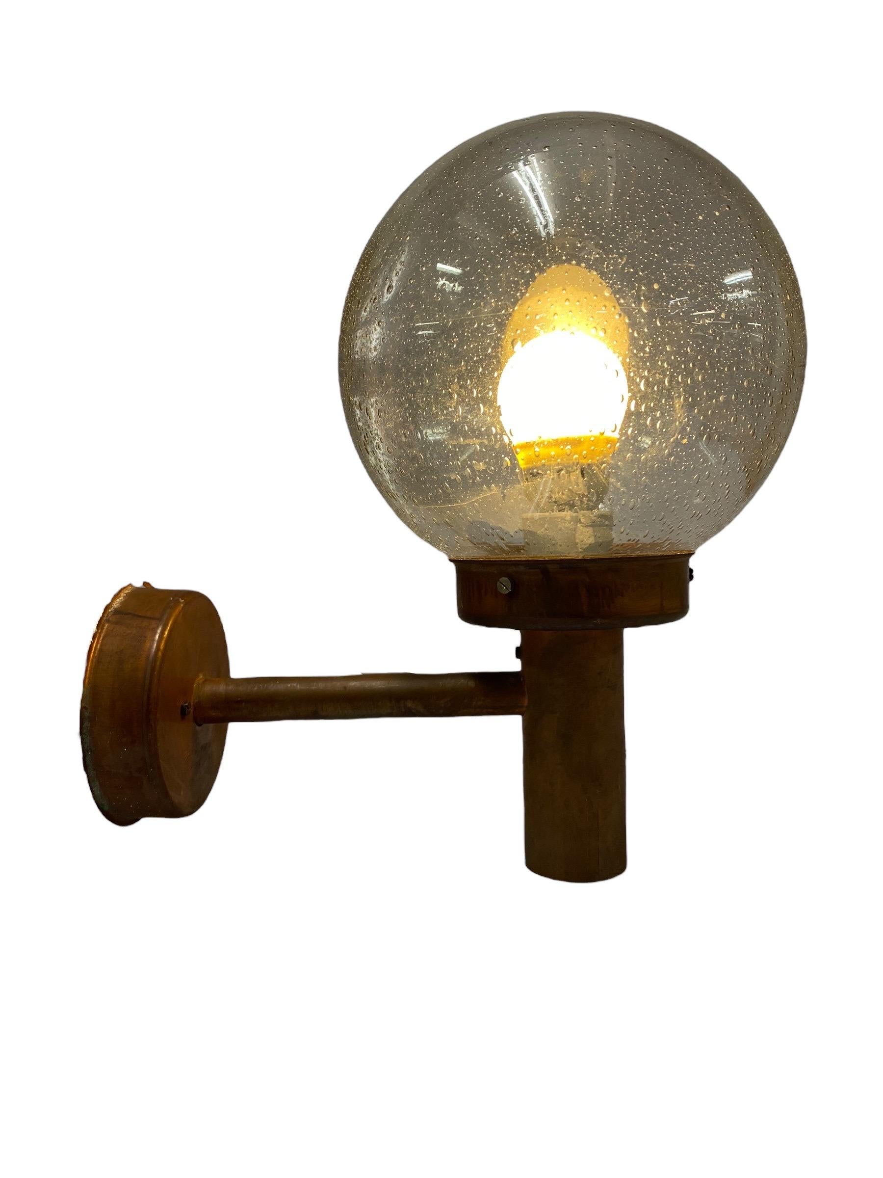 Mid-20th Century Lisa Johansson-Papé Outdoor Wall Lamp 140-015 , in Copper and Glass, Orno 1950s For Sale