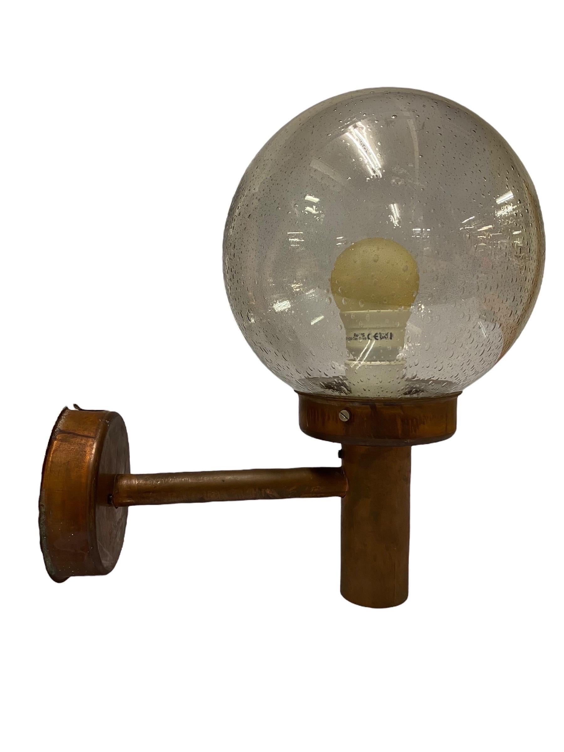 Lisa Johansson-Papé Outdoor Wall Lamp 140-015 , in Copper and Glass, Orno 1950s For Sale 1