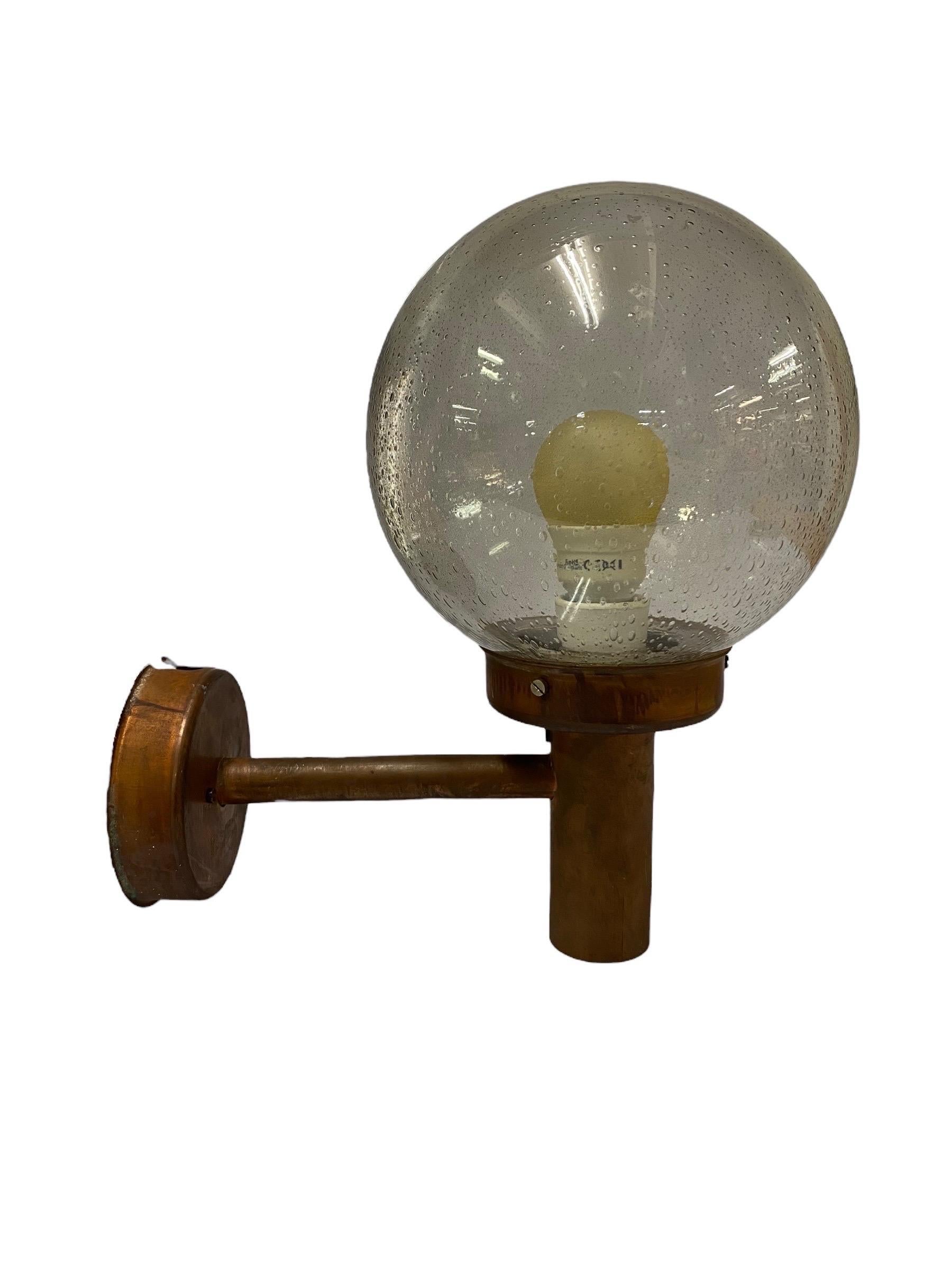 Lisa Johansson-Papé Outdoor Wall Lamp 140-015 , in Copper and Glass, Orno 1950s For Sale 2