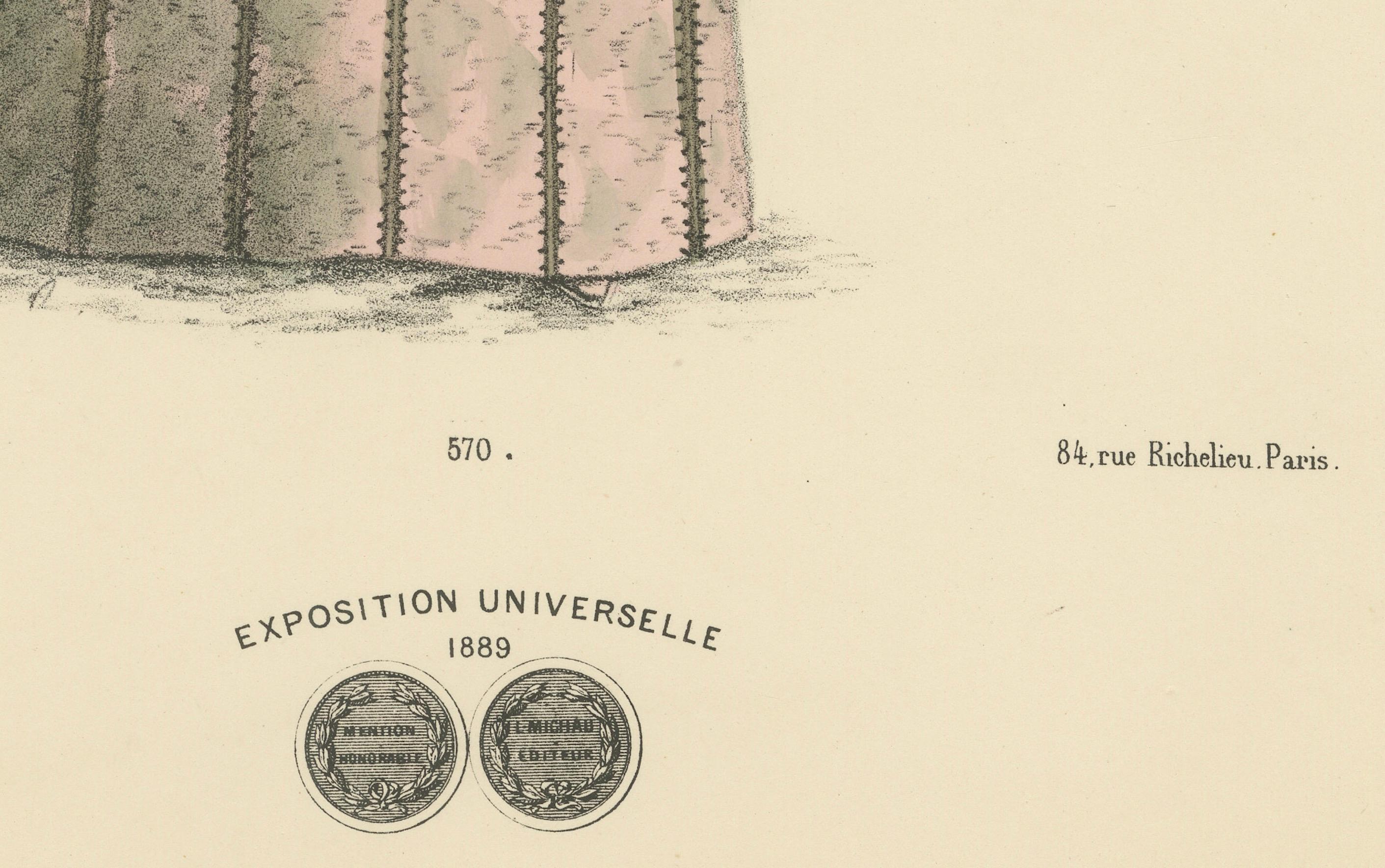 Eine Lithographie der Mode Elegance auf der Exposition Universelle, 1889 (Spätes 19. Jahrhundert) im Angebot