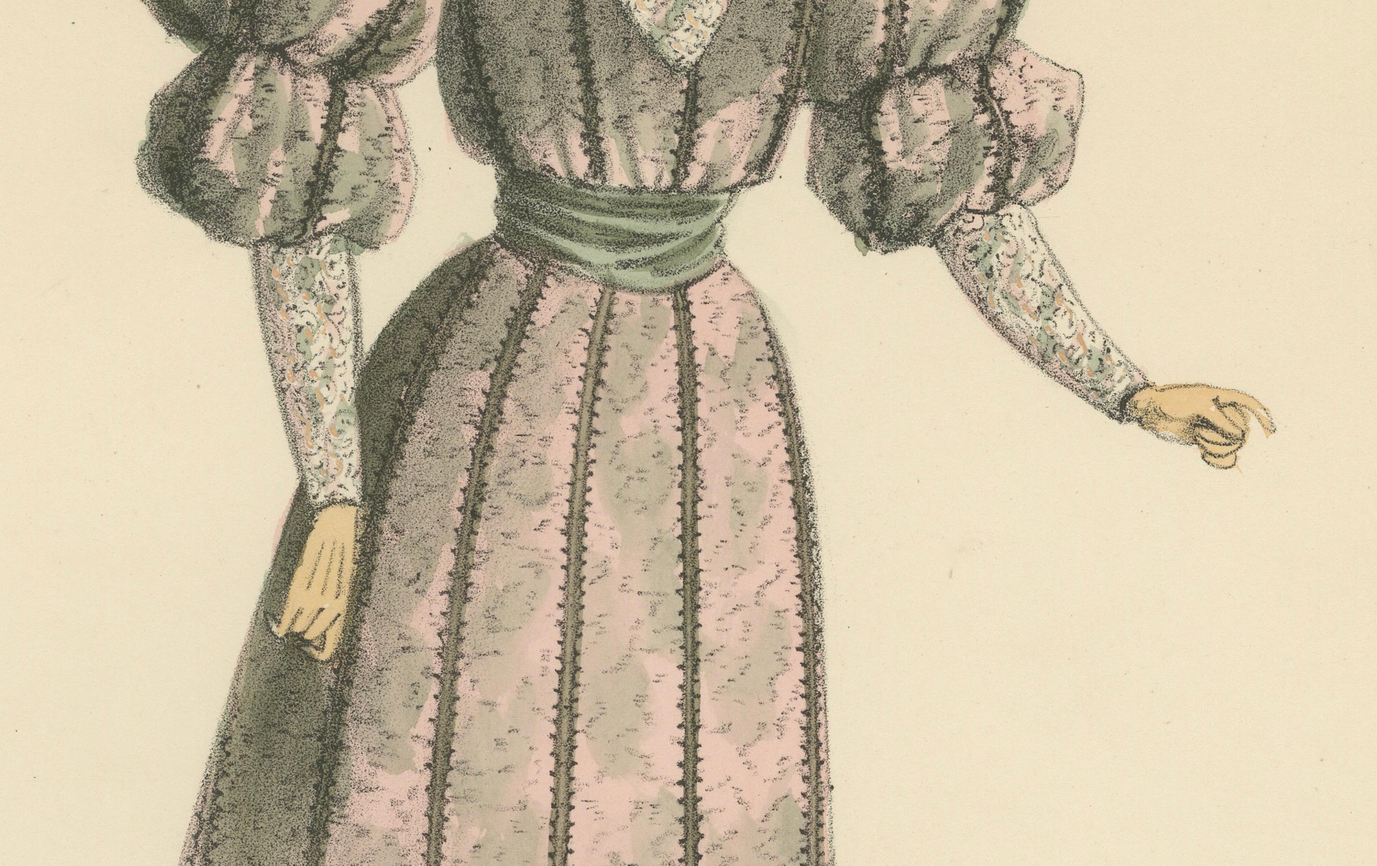 Eine Lithographie der Mode Elegance auf der Exposition Universelle, 1889 (Papier) im Angebot