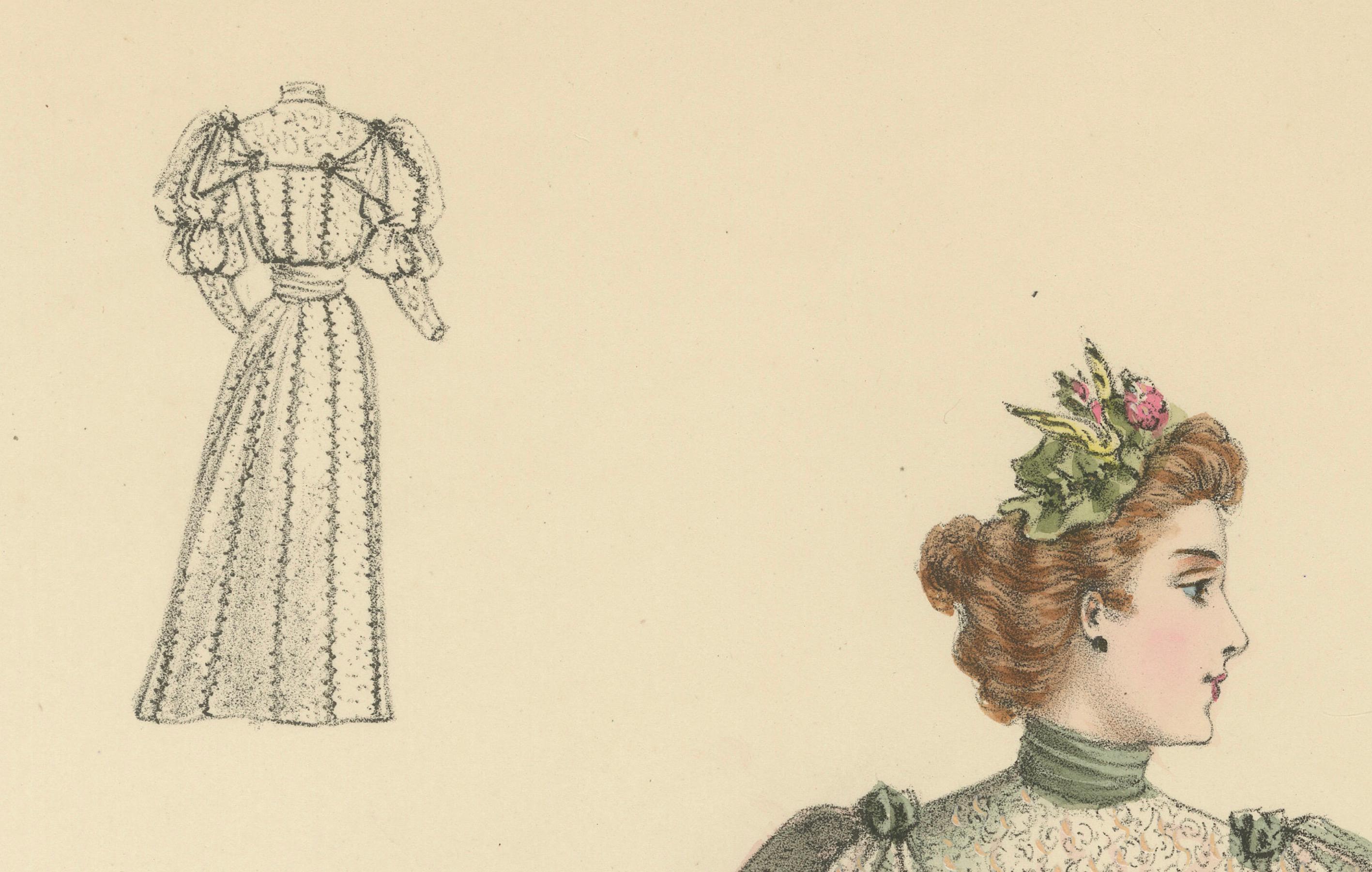 Eine Lithographie der Mode Elegance auf der Exposition Universelle, 1889 im Angebot 1