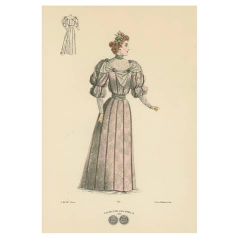 A Lithograph of Fashion Elegance at the Exposition Universelle, 1889