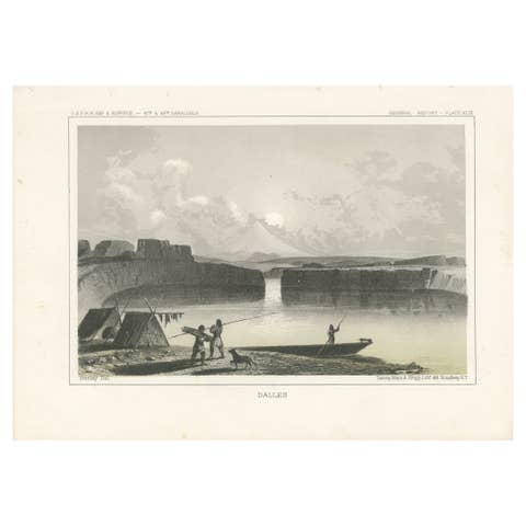 A Lithographic View of Indigenous Life Along the Columbia River in circa 1856