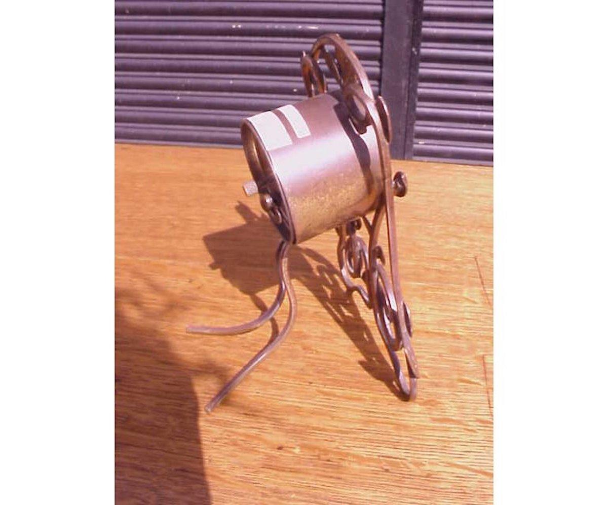 English Little Arts and Crafts Mantle/Bedside Clock With Hand Formed Copper Leaves