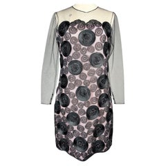 Vintage A little black Couture evening dress in embroidered tulle  - France Circa 1968