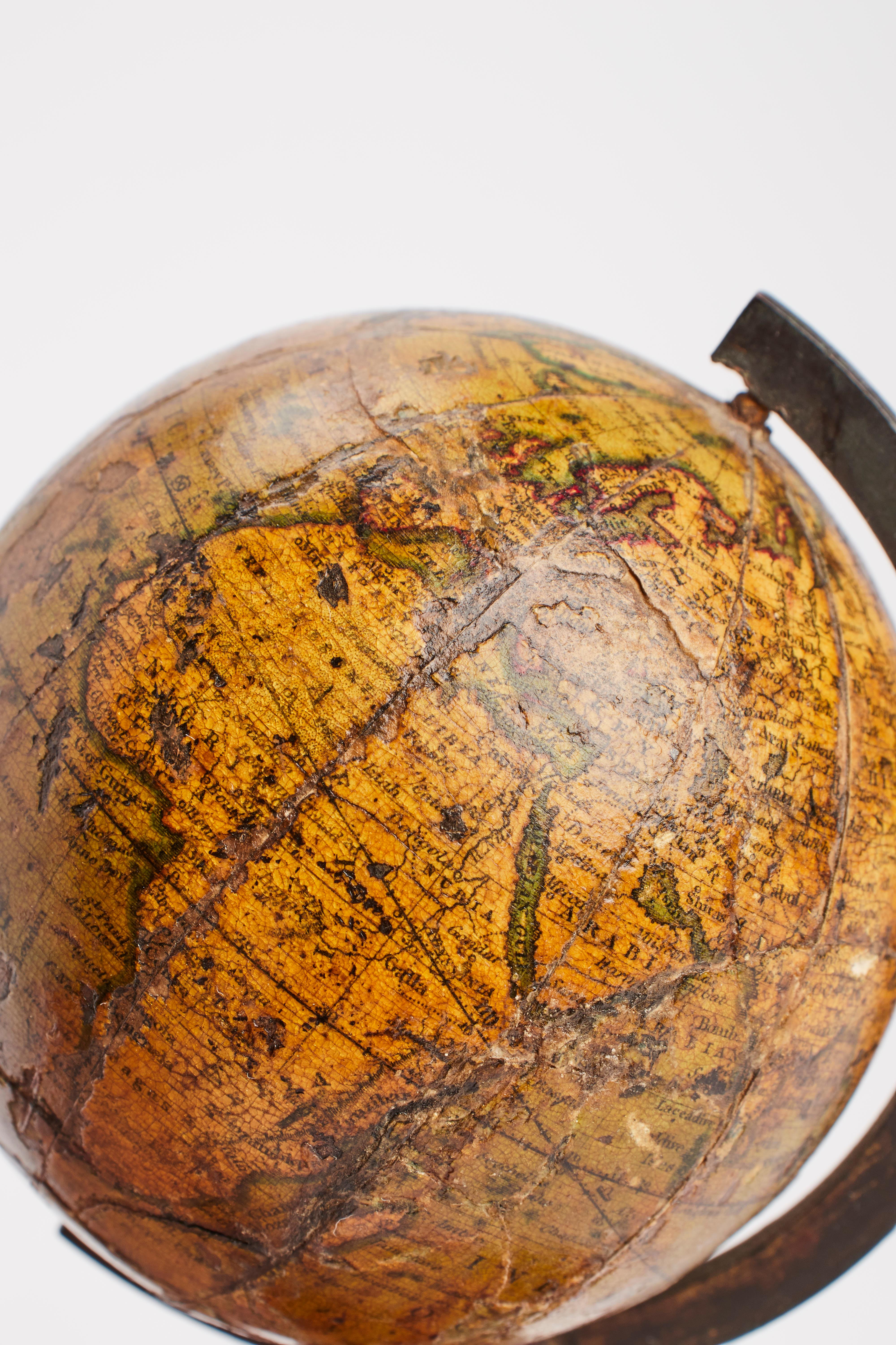 Metal A little terrestral globe by Newton, London 1820.  For Sale