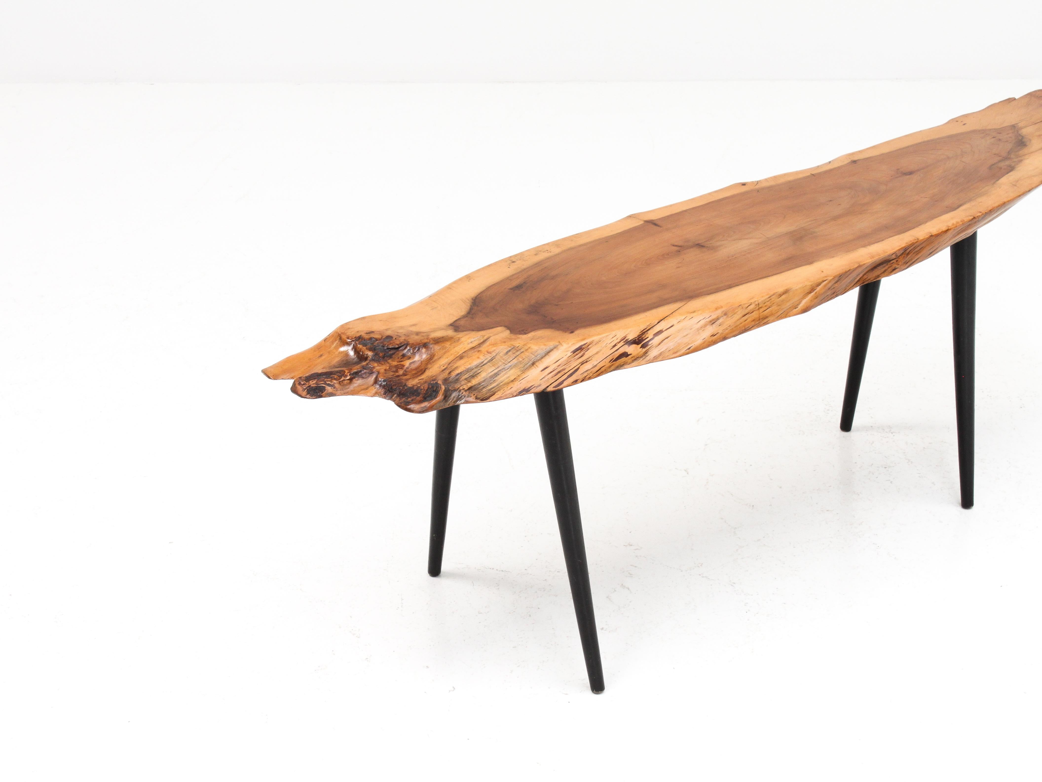 Live Edge 1960s Yew Wood Coffee Table For Sale 4