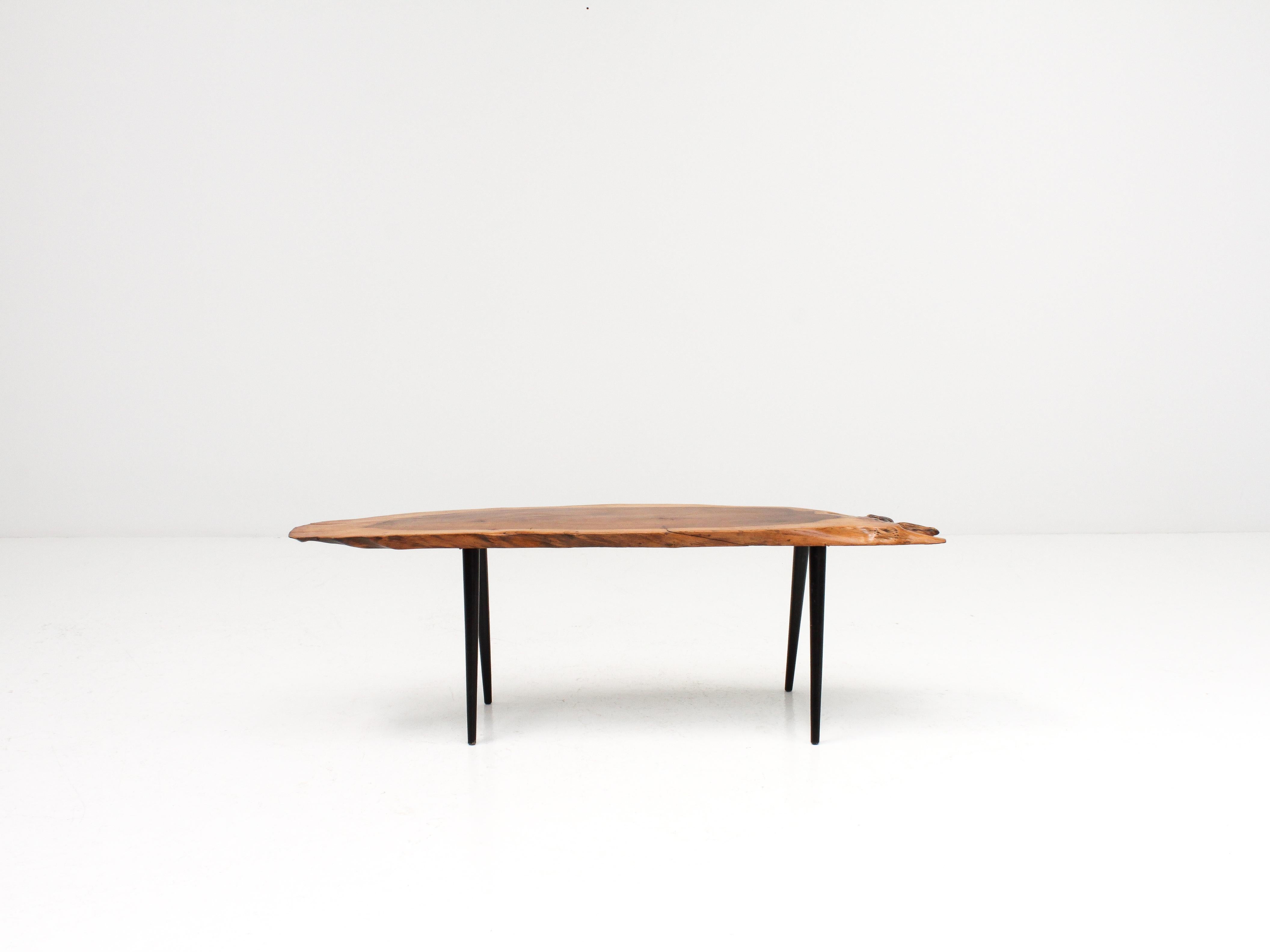 Live Edge 1960s Yew Wood Coffee Table For Sale 1