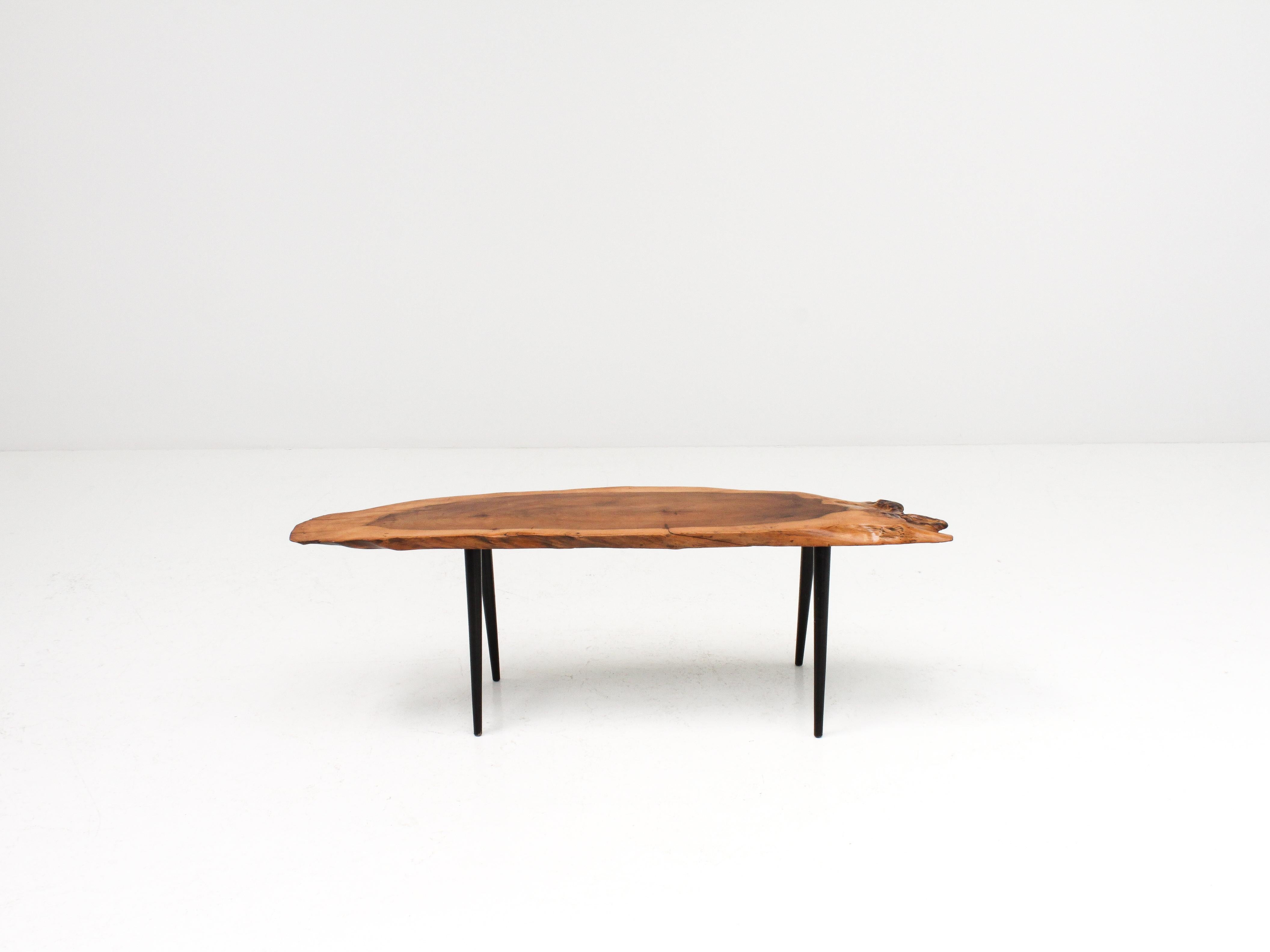 Live Edge 1960s Yew Wood Coffee Table For Sale 2