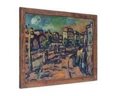 "A Lively Paris Street", Oil Painting On Plywood By Sylvain Vigny, France 20th