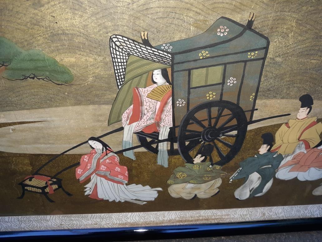 Japonais Grande peinture japonaise horizontale ancienne en vente