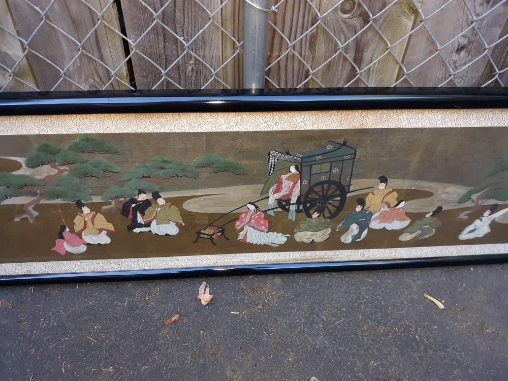 Large Antique Horizontal Japanese Painting For Sale 2