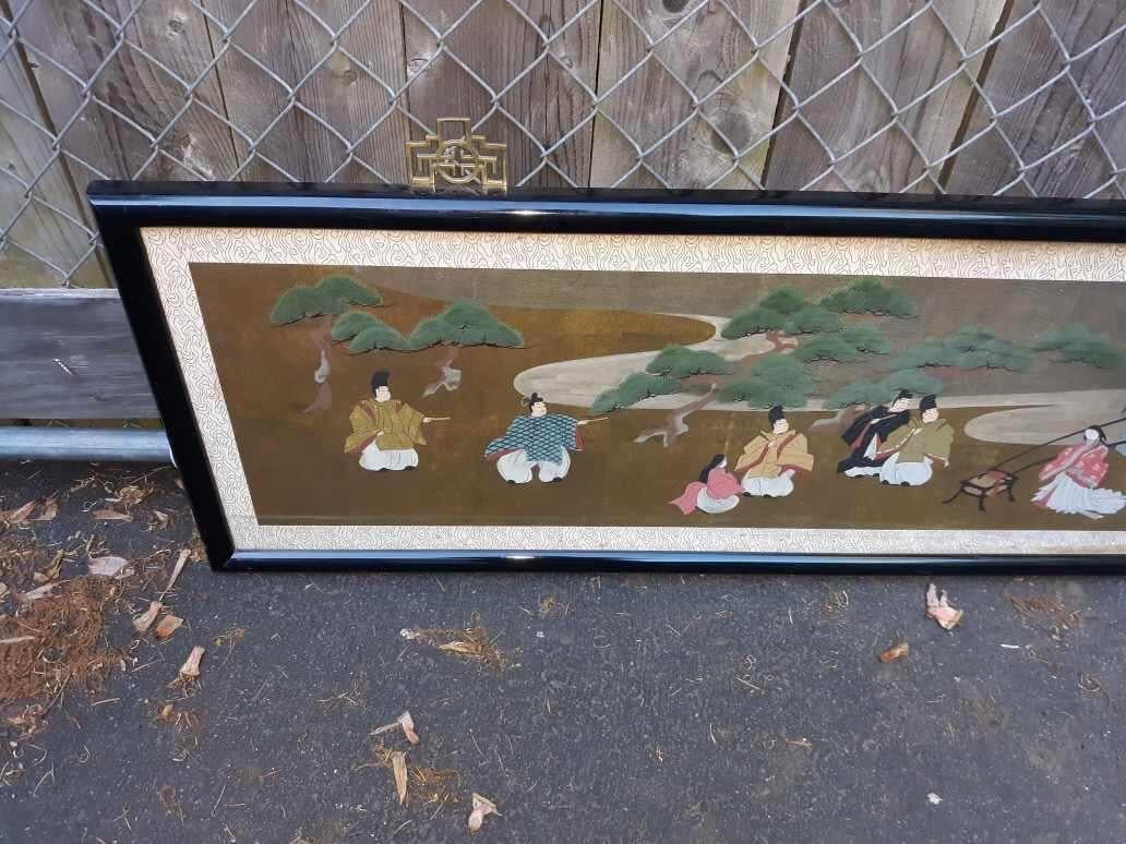 Large Antique Horizontal Japanese Painting For Sale 3