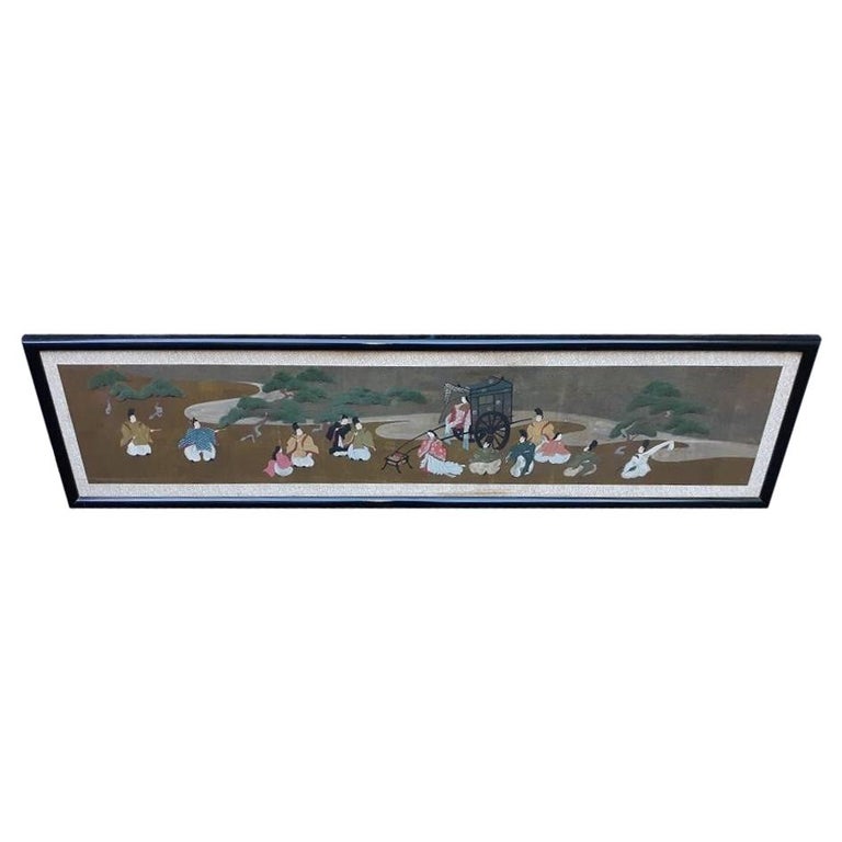 Large Antique Horizontal Japanese Painting For Sale at 1stDibs
